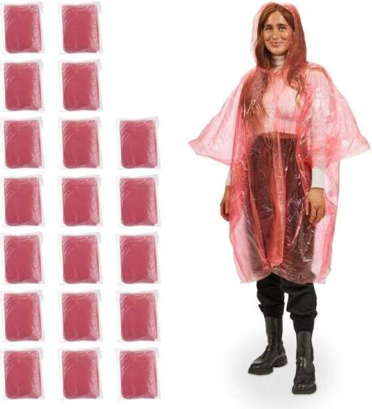 Engangs regnponcho, sett med 20 stk