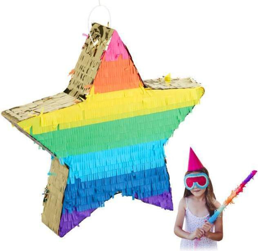 Pinata stjerne fargerik/gull