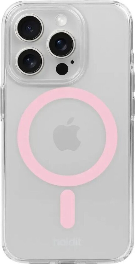 Holdit iPhone 15 Pro Max MagSafe Deksel - Transparent / Pink