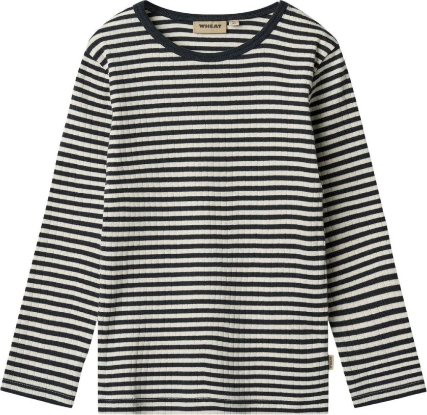 Bilde av Stig Langermet T-skjorte Navy Rib Stripe | Marineblå | 122 cm