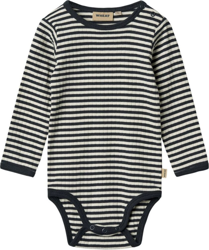 GOTS Berti Baby Body Navy Rib Stripe | Marineblå | 68 cm