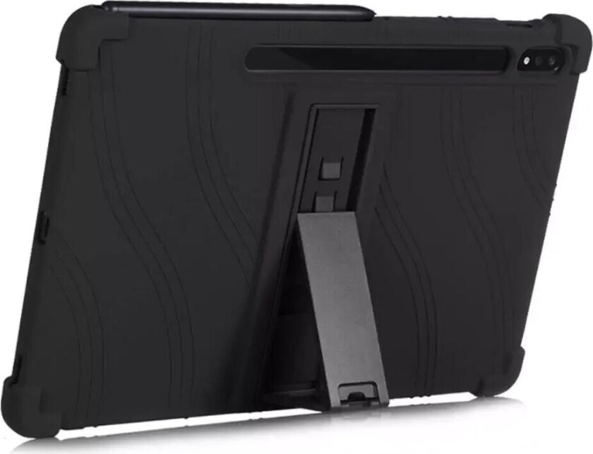 Samsung Galaxy Tab S8 / S7 Silikon Deksel m. Stativ - Svart