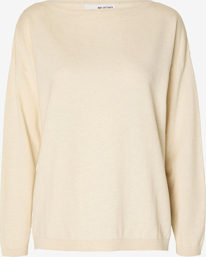 Genser slfBerga LS Knit Boat Neck - Beige