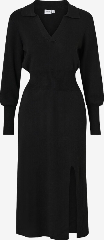 Kjole viMarla L/S Collar Long Knit Dress - Svart