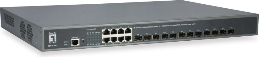 LevelOne GTL-2091 nettverkssvitsj Håndtert L3 Gigabit Ethernet (10/100/1000) Grå
