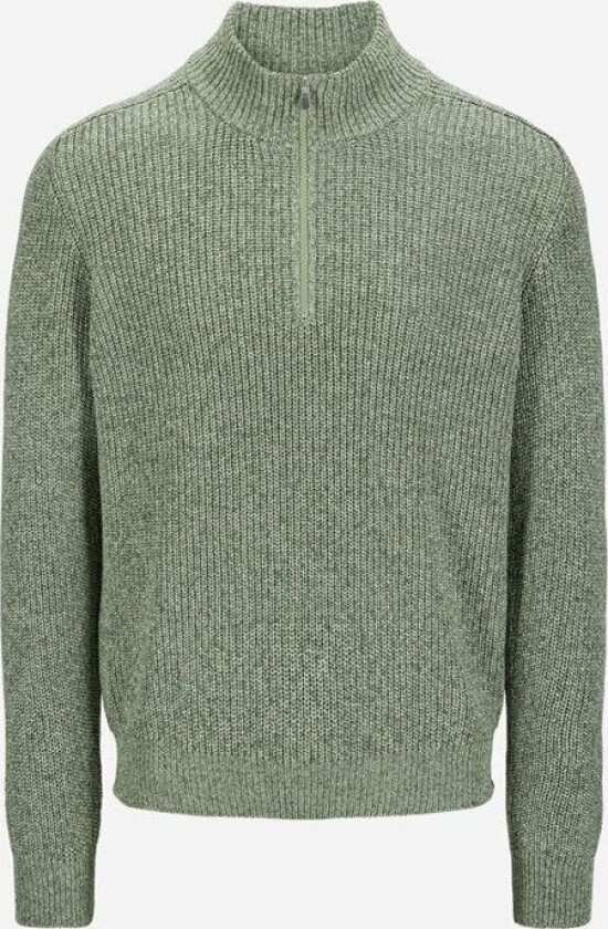 Half Zip Cotton - Light Green Melange Grønn 48