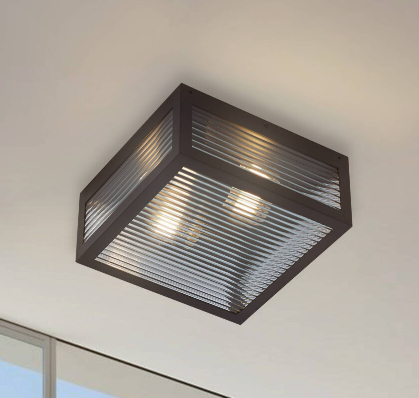 Lindby utendørs taklampe Bolgar, svart, metall, glass