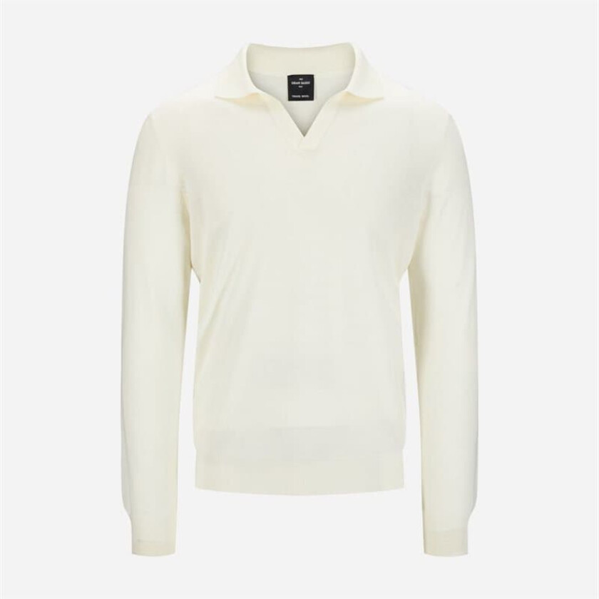 Skipper Collar Travel Wool Sweater - White Hvit 56