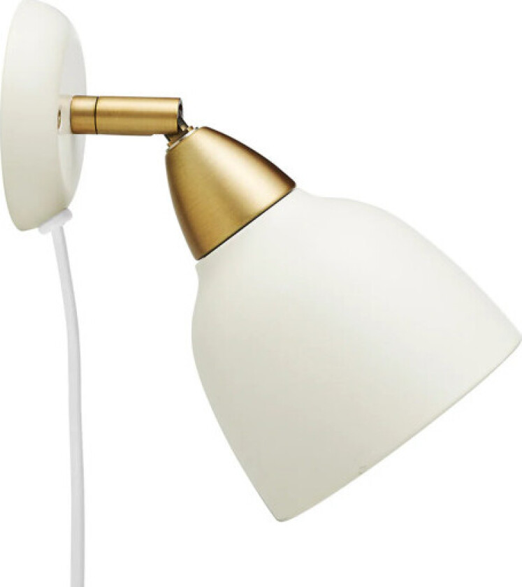 Urban vegg Whisper Hvit hvit og messing m/hvit ledning