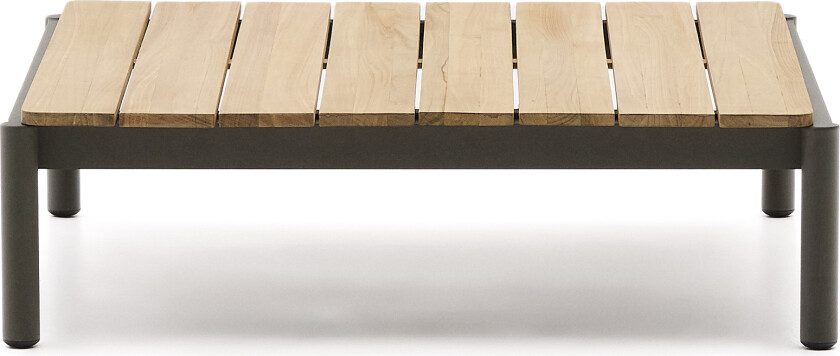 KAVE HOME Sorell salongbord i grønn aluminium og teak 89 x 91 cm FSC 100%