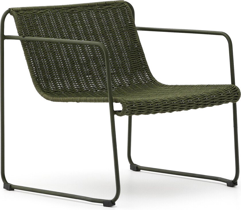 KAVE HOME Maurina stabelbar lenestol i grønt galvanisert stål og grønn snor