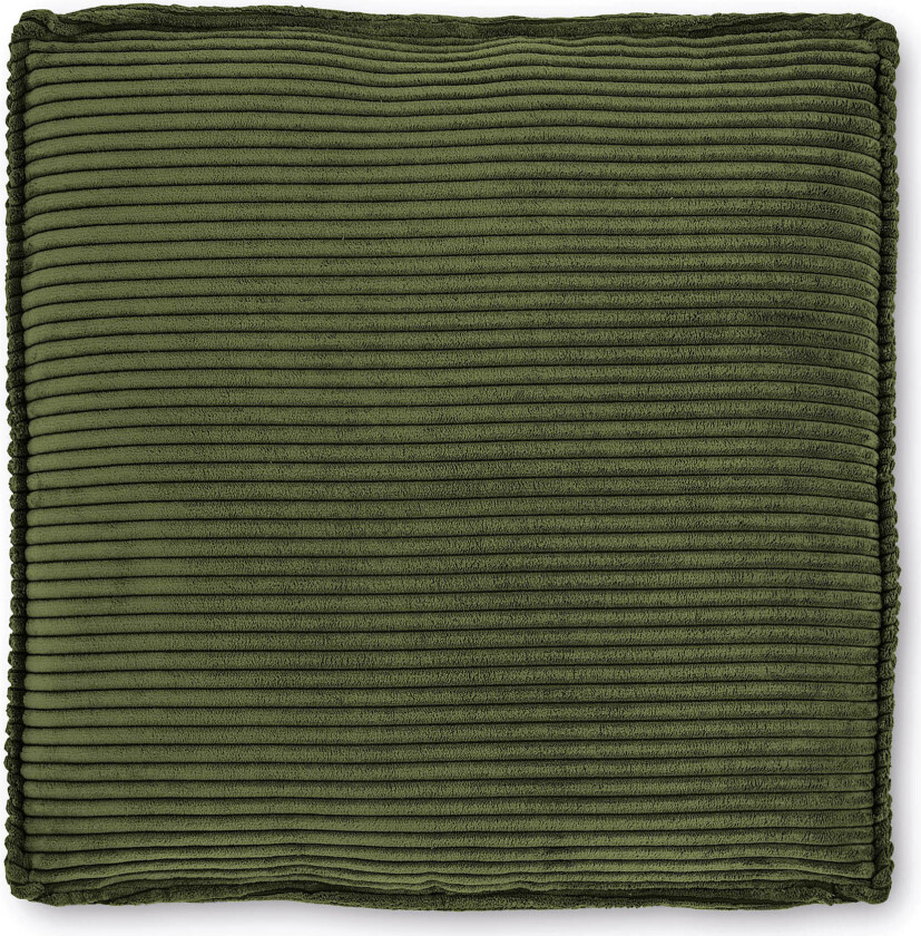 KAVE HOME Blokkpute i grønn cordfløyel med bred søm, 60 x 60 cm