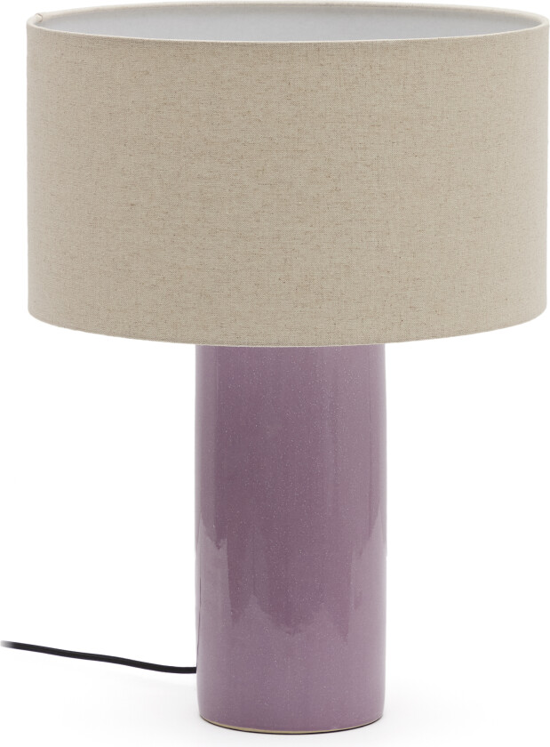 KAVE HOME Tonerisk keramisk bordlampe med lilla finish og bomull