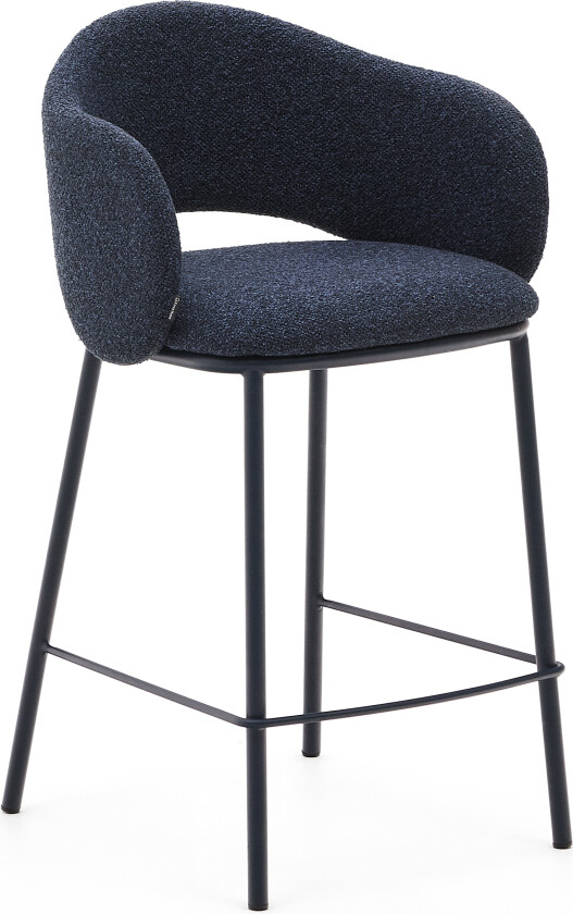 KAVE HOME Maina krakk i blå chenille og stålben med blå finish FSC Mix Credit 65 cm