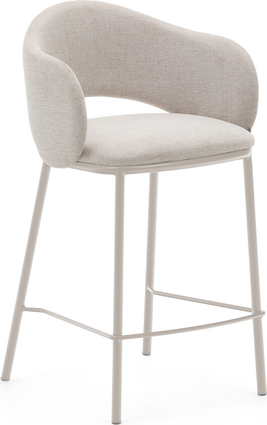 KAVE HOME Maina krakk i beige chenille og stålben i beige finish, FSC Mix Credit, 65 cm