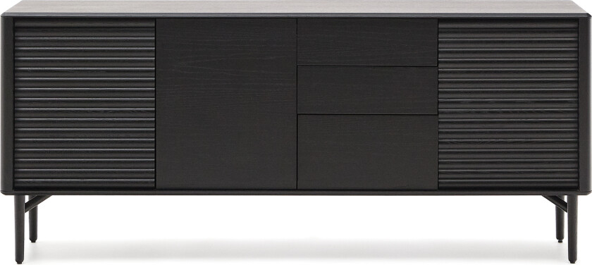 Bilde av KAVE HOME Lenon skjenk 3 dører og 3 skuffer heltre og sort eikefiner 200x86cm FSC Mix Cre