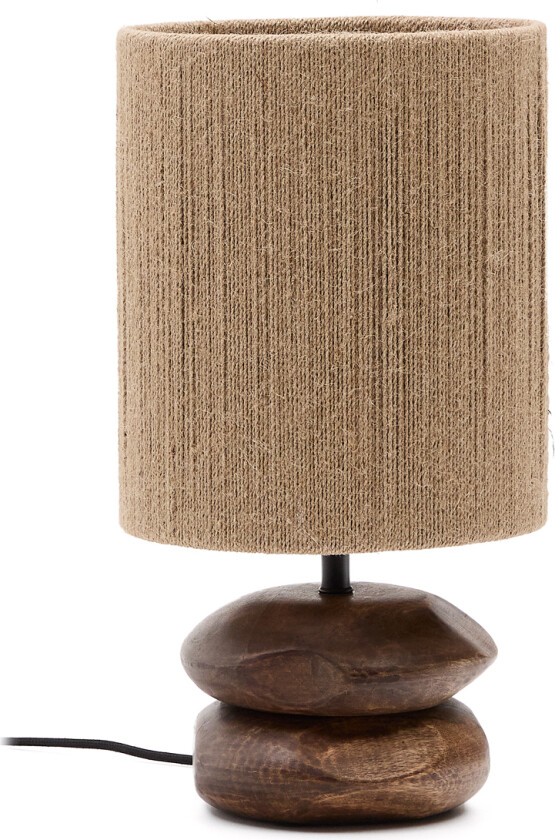KAVE HOME Kor bordlampe laget av jute og akasietre i mørk finish