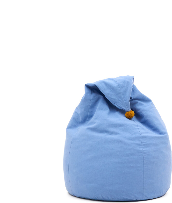 KAVE HOME Olvi blå, bomullspuff med sennepsfarget dusk, Ã 60 cm