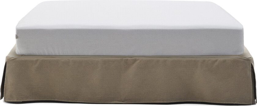 KAVE HOME Jaira base med avtagbart lin og bomullstrekk i taupe for en 160 x 200 cm madrass