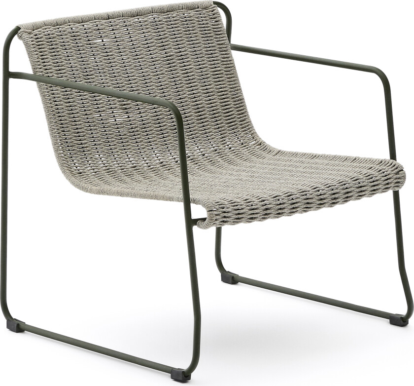 KAVE HOME Maurina lenestol i grønt galvanisert stål og ecru og grå snor