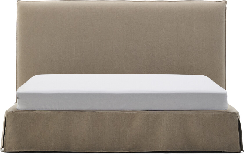 KAVE HOME Jaira seng med avtagbart lin og bomullstrekk i taupe for en 180 x 200 cm FSC Mix Credit