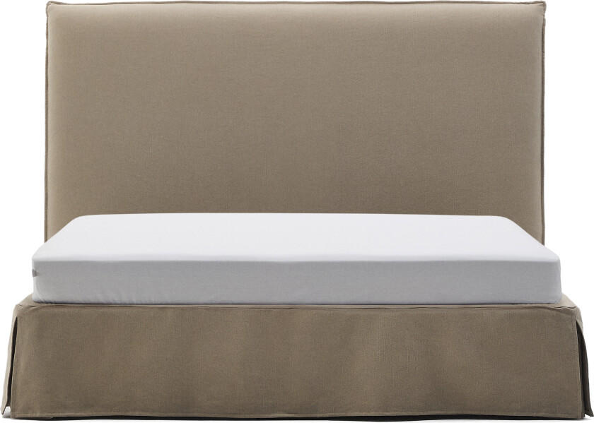 KAVE HOME Jaira seng med avtagbart lin og bomullstrekk i taupe for en 160 x 200 cm FSC Mix Credit
