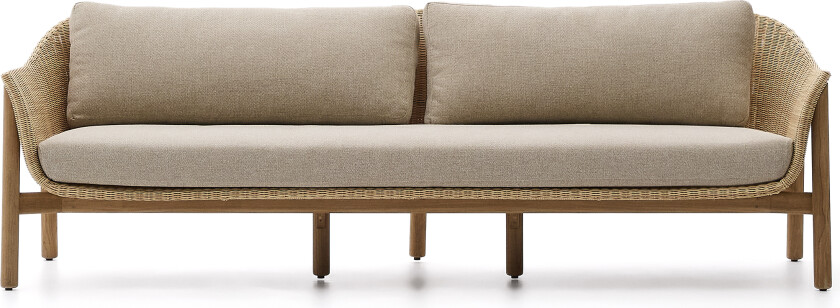 Bilde av KAVE HOME Galea 3-seters sofa i FSC 100% solid teak og syntetisk rotting 223cm