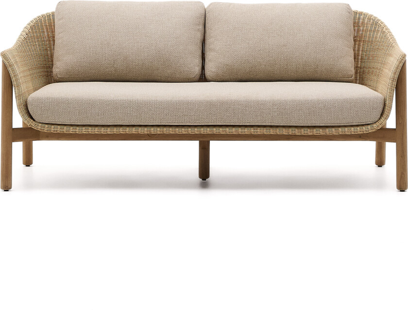 KAVE HOME Galea 2-seters sofa i FSC 100% solid teak og syntetisk rotting 170,5cm