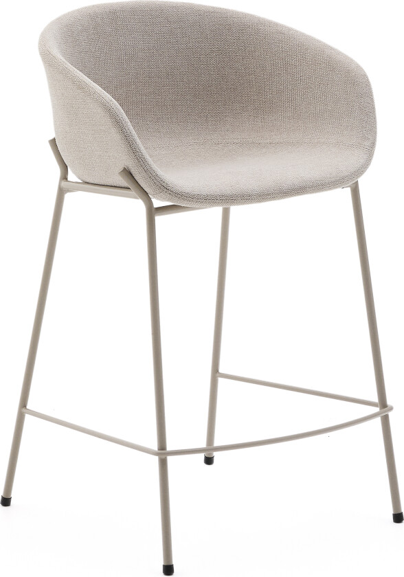 KAVE HOME Yvette krakk i beige chenille og stålben i beige finish, 65 cm høy