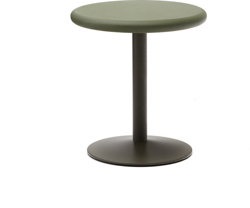 KAVE HOME Esilda utendørs rundt bord med grønn sementplate Ã70cm og grønn stålunderstell Ã55x72cm
