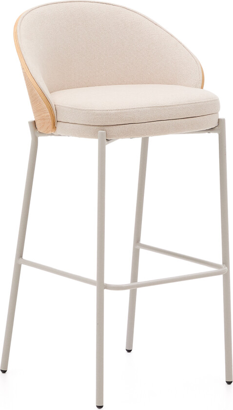 KAVE HOME Eamy krakk i beige chenille, i naturlig finish ask finér og beige metall og en høyde