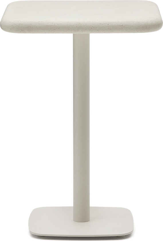 KAVE HOME Dina utendørs høybord med hvit sementplate 70x70cm og hvit stålunderstell 48x48x96cm