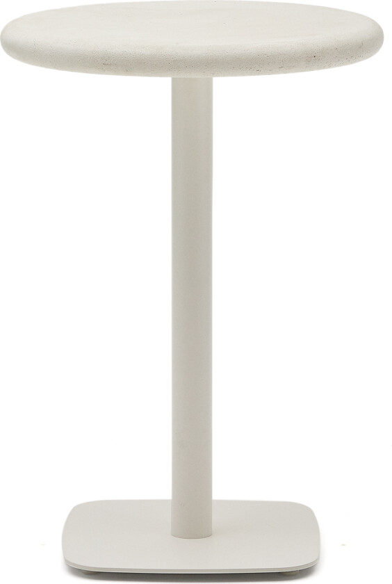 KAVE HOME Dina utendørs høyt rundt bord med hvit sementplate Ø70cm og hvit stålunderstell 48x48x96cm