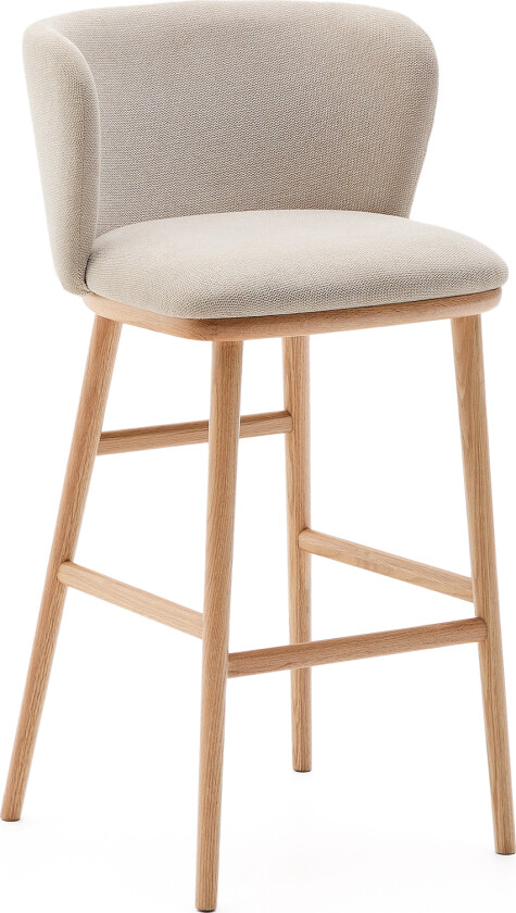 KAVE HOME Ciselia krakk beige chenille og massivt asketre naturlig tone finish FSC Mix Credit 75 cm