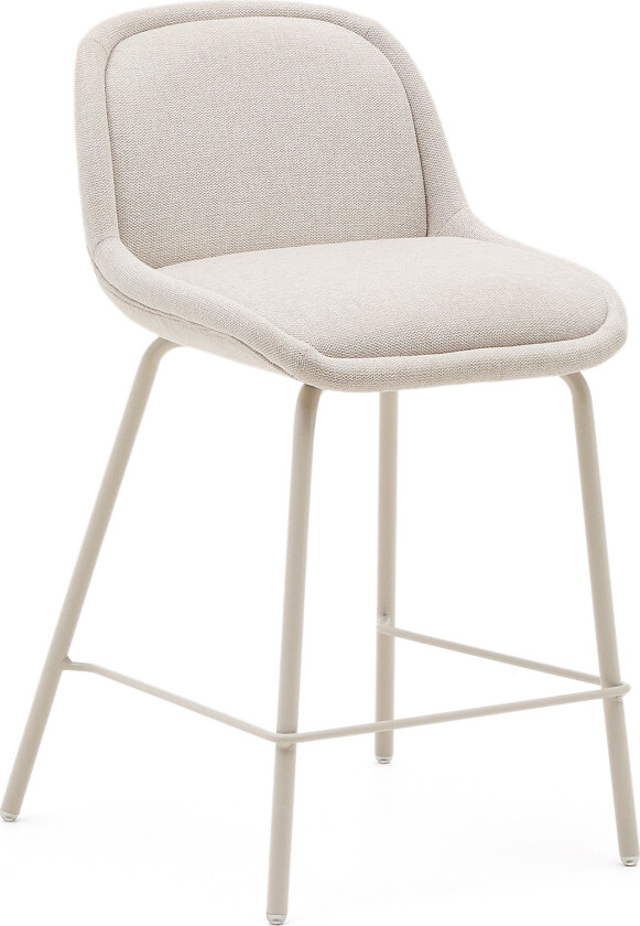 KAVE HOME Aimin krakk i beige chenillestoff med stålben i beige lakk finish 65 cm FSC Mix