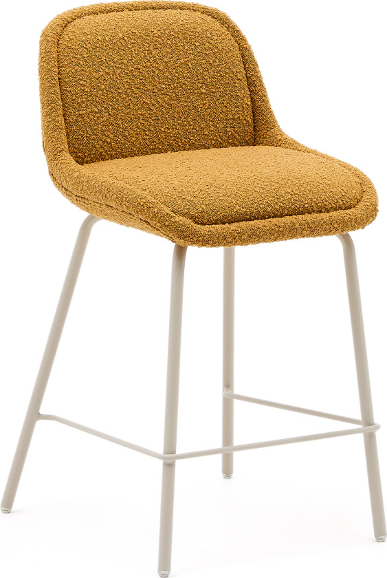 KAVE HOME Aimin krakk i sennepsboucléstoff med stålben i beige lakk 65 cm FSC Mix