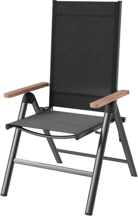 Hagestol laget av stål, sammenleggbar stol med armlener, sammenleggbar balkongstol, campingstol, 120 kg bæreevne, terrassestol m