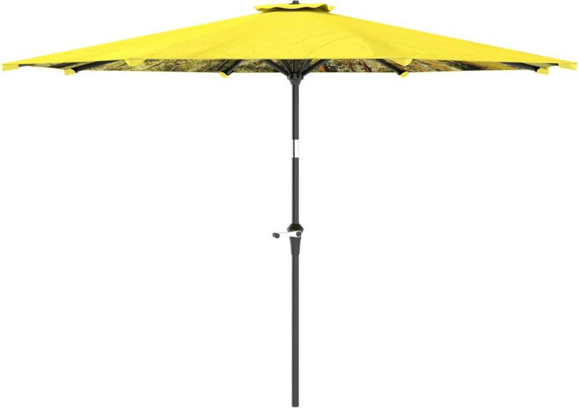 Parasoll Ø300 cm, parasoll med håndsveiv, mønster?åttekantet balkongparaply, strandparasoll, vindtett, stabil markedsparaply, sv