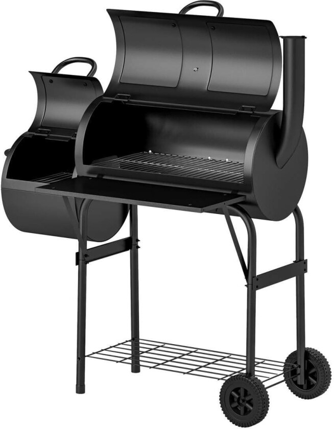 Kullgrill laget av stål BBQ røyker med lokk termometer hjul hylle mobil grillvogn med lufttilførsel kullgrill, kullgrill kullgri