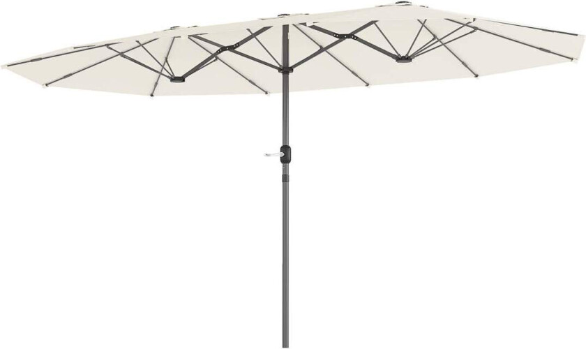 Dobbel Parasoll 436 x 260 cm, UV-beskyttelse Stål Parasoll med håndsveiv, Oval Balkong Paraply Strandparasoll Vindtett Stall Mar