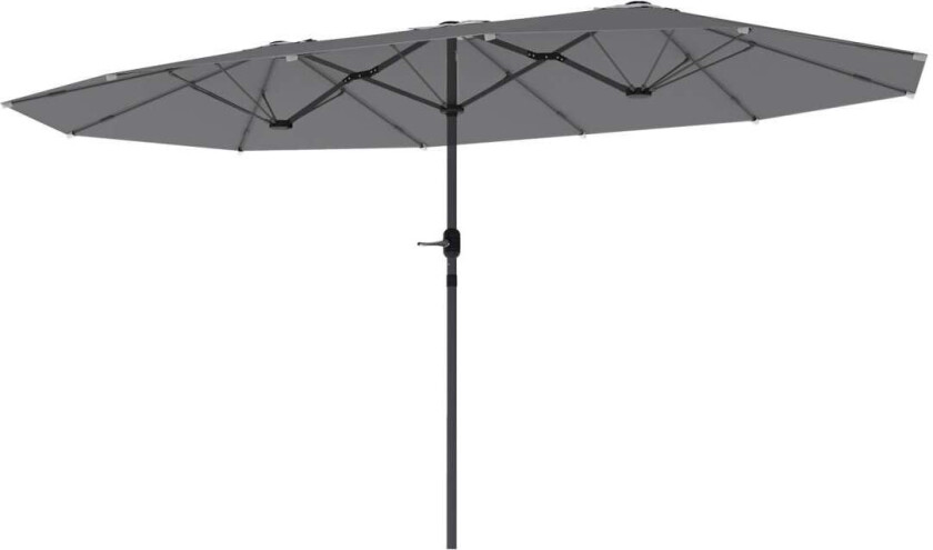 Dobbel Parasoll 436 x 260 cm, UV-beskyttelse Stål Parasoll med håndsveiv, Oval Balkong Paraply Strandparasoll Vindtett Stall Mar