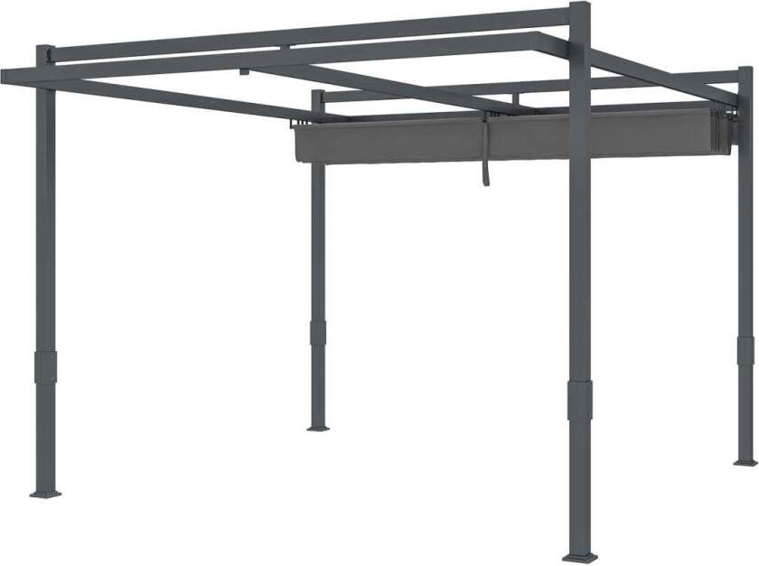 Pergola Pavilion Ca. 3,5x3m aluminium stabil vintertett solbeskyttelse med justerbart skyvetak Frittstående hage lysthus uteplas