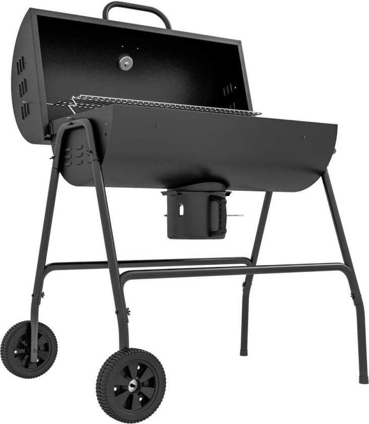 Metall Kullgrill BBQ Smoker med lokk Termometer Hjul Justerbart kullbrett Håndtak Mobil grillvogn Kullgrill Kullgrill til grilli