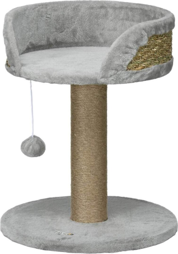 Liten skrapestolpe, 49 cm kattetre, katteklodestolpe med lekeball, liggeplass, klatretre for katter opp til 4 kg, kattemøbler, j