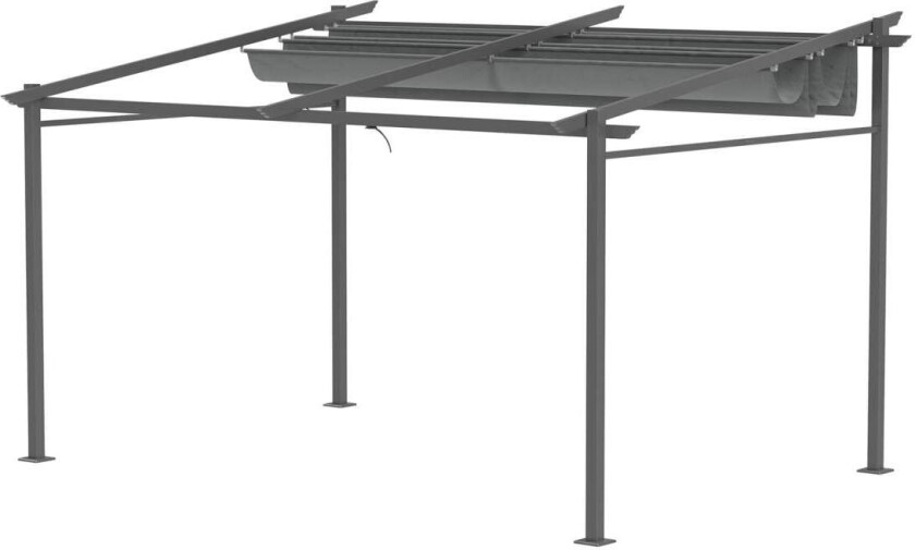 Uteplass Tak Pergola Ca. 4x3m Terrassetak Hagepaviljong aluminium, veggmontert, hagepaviljong med justerbart tak, UV-beskyttelse