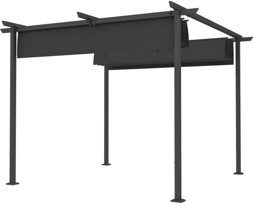 Pergola 3x3m hagepaviljong terrassetak av metall, hagepaviljong med justerbart tak, UV-beskyttelse 30+ frittstående solskjerming