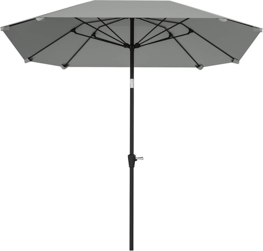 Parasoll Ø233 cm, parasoll med sammenleggbar funksjon, åttekantet balkongparasoll, strandparasoll, vindtett, stabil markedsparap