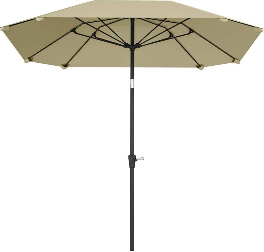 Parasoll Ø233 cm, parasoll med sammenleggbar funksjon, åttekantet balkongparasoll, strandparasoll, vindtett, stabil markedsparap