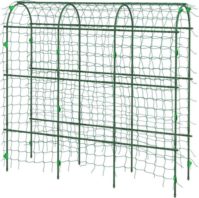 Trellis for klatreplanter, justerbar trellis, planteespalier med nett, planteramme, stål, grønn, 43 x 182 x 183 cm for hage, bal