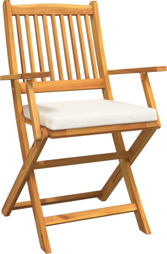 Utendørs stol Sett med 4 Kremhvit Teak Standard Sammenleggbar